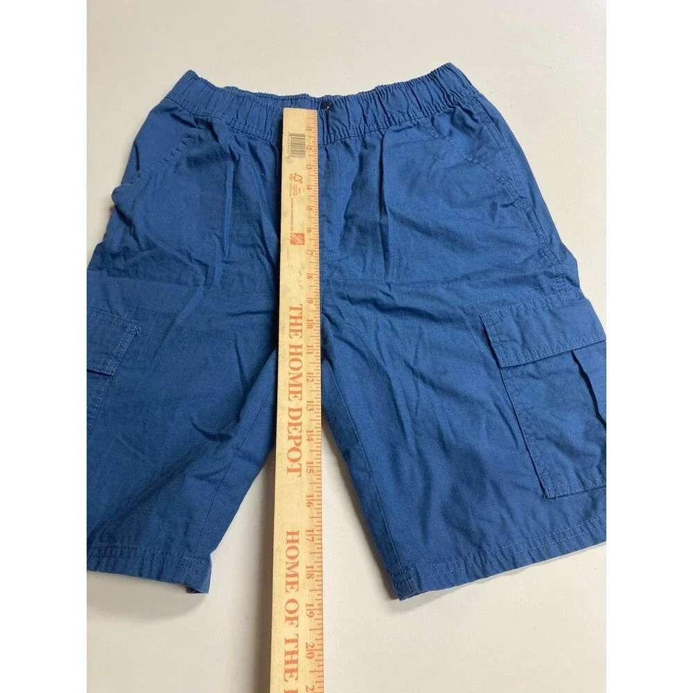 Place Boys Cargo Shorts Size 14 Blue Solid Elastic Waist Pockets